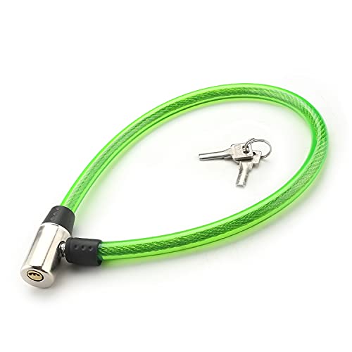 Green Anti Theft Bike Cable Lock with 2 Keys, 24.4" x 0.47"(L x Dia) | High Security Cable Lock Coiled Bike Lock for Outdoor Equipment, Bicycles, Scooters, Fence, Gate