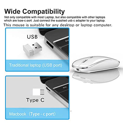 2.4G USB C Receiver Wireless Mouse for Computer Chromebook for Microsoft Laptop Mac DELL HP iMac MacBook Pro Air Win7 8 10 11 - color: WHITE 2