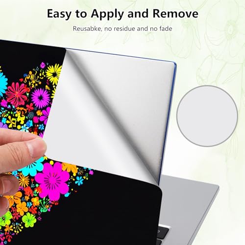 Laptop Skin Sticker Decal, Universal Reusable Vinyl Laptop Cover for 12" 13" 13.3" 14" 15" 15.4" 15.6" Notebook PC, Waterproof Scratch-Resistant with 2 Wrist Pads, Easy to Apply & Remove,Flowers - color: Flowers