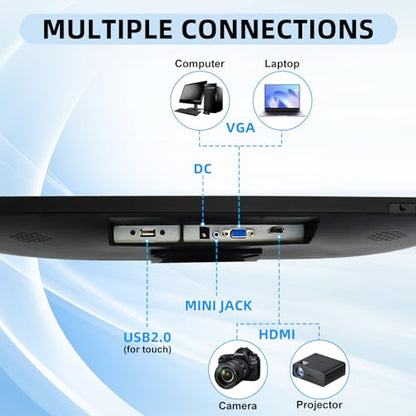 FYHXele 22 Inch Touchscreen Monitor, IPS FHD 1080P Touch PC Display, 75Hz, LED Backlit Multi-Touch Monitor, VESA, HDMI & VGA & USB Computer Touch Screen for Gaming, Business, Warehouse, Bar, Gym - color: Black-22"
