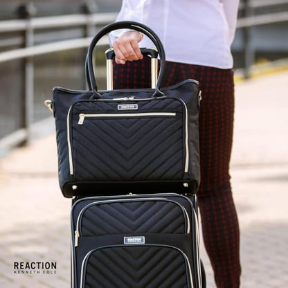 Kenneth Cole REACTION Chelsea Quilted Chevron 15" Laptop & Tablet Business Tote with Removable Shoulder Strap - color: Black