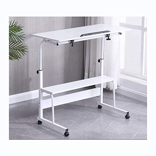 Overbed Table Wheels The Sofa Overbed Table Laptop Table Rolling Laptop Table Lap Desk For Laptop Rolling Cart Tilting Overbed Table Adjustable Laptop Stand Sofa (Black Walnut Color 80 * 40 (Warm Whit - color: Warm White 80*40*87cm