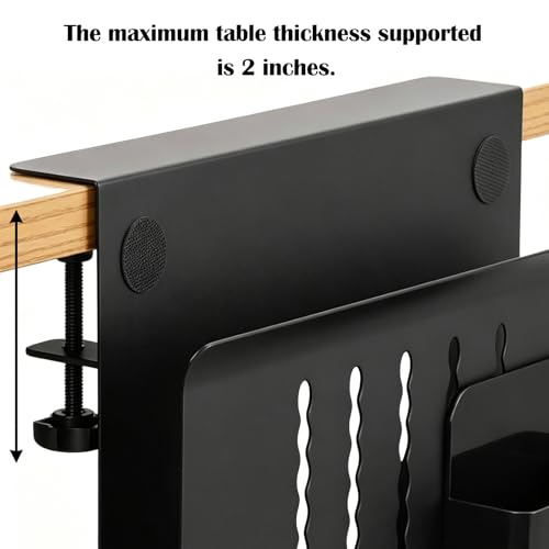 Under-Desk Laptop Mount,Clamp-On Hidden Notebook Holder, No Drill Adhesive-Free Floating Shelf for Desk Organization, Space Saving Workstation