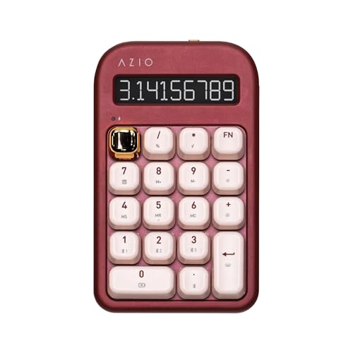 AZIO IZO Wireless Mechanical Calculator & Number Pad (Red/Gold) - Bluetooth 5.0 & USB, Gateron-Blue Mechanical Switch, 9 Backlight Modes, Rechargeable, PC & Mac Compatible, Baroque Rose (IN106) - color: Baroque Rose