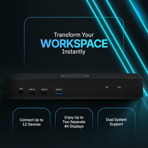 VisionTek VT2900 KVM Docking Station Dual Laptop MST USB-C | Dual Display via HDMI/DP, 100W PD, Windows MST, Switch Work & Personal Laptops, One-click KVM Monitor & Peripheral toggle