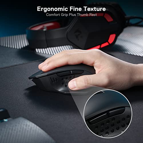 Redragon M656 Wireless Gaming Mouse, 4000 DPI & Programmable | 5 DPI Levels, 7 Macro Buttons, Red LED Backlit & Pro Software/Drive Supported, for PC/Mac/Laptop - style: 2.4G Wireless