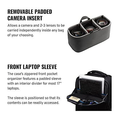 Tenba Roadie Carry-on Compatible Hybrid Roller 21 Rolling case for DSLR and Mirrorless Cameras and Lenses Plus a 17-inch Laptop – Black (638-713)
