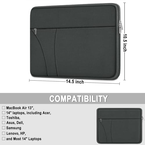 14 inch Laptop Case, Traveling Laptop Sleeve with Zippered Pocket, Shockproof Protective Carrying Briefcase Computer Bag for 14" MacBook Air/Pro, HP, Dell, Lenovo, Acer, Grey - color: Grey, size: 14 inch