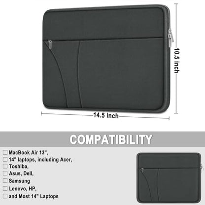14 inch Laptop Case, Traveling Laptop Sleeve with Zippered Pocket, Shockproof Protective Carrying Briefcase Computer Bag for 14" MacBook Air/Pro, HP, Dell, Lenovo, Acer, Grey - color: Grey, size: 14 inch