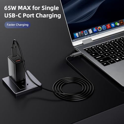 60W USB C Charger for Galaxy S26 Ultra S26+ S25 S24 Foldable Charger Black | for Super Ultra Fast Charging 3-Port for Google Pixel 10a/iPad for iPhone 17 16 15 Pro 6FT USB C Cable Included