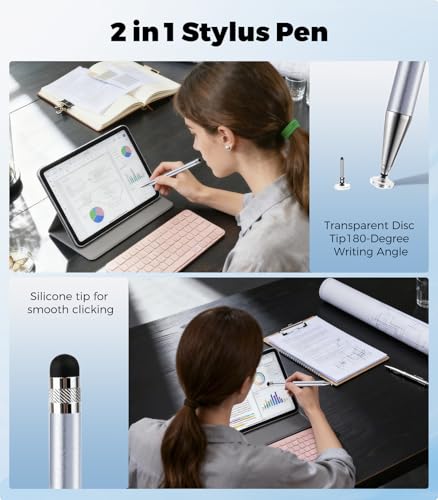 Kenkor Stylus(3pcs),2-in-1 Stylus Pen for Touch Screen, Stylus Pen for iPad | No Charging,Compatible with Apple(iPhone/iPad)/Nintendo Switch/Samsung/Google/Microsoft/Android Tablets Touch Screens Devices - color: Black+Blue+Silver
