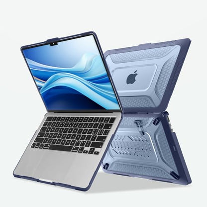 MOSISO Compatible with MacBook Air 13 inch Case M5 M4 M3 M2, Navy Blue | 2 in 1 Kit Honeycomb Shock Resistant Hard Case with Foldable Kickstand for MacBook Air 13.6 2026-2022 A3449 A3240 A3113 A2681 - color: Navy Blue