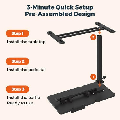 32''Large Pneumatic Overbed Tilting Bedside Table,Desk with Wheels | 31.6" x 15.7" Black Double Flip Tabletop,Hospital Medical Bedside Table,Overbed Table with Wheels,Small Standing Desk - color: Black, size: Large