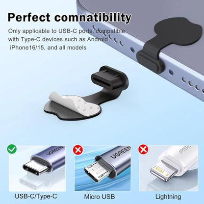 10 Pcs USB C Dust Plugs Anti Loss Dust Cover for iPhone 17 Pro Max -Black | Anti Loss Silicone Dust Covers for iPhone 17 Pro Max, 16 Pro,15,Compatible with All USB C Charging Port Dust Protectors Cap