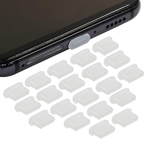 Jiozermi Silicone USB C Anti Dust Plugs, Transparent, 20Pcs | Type C Anti Dust Covers, Compatible with Samsung Galaxy, MacBook, Pixel, Laptop, Cell Phone - color: Transparent, size: 20 Pcs