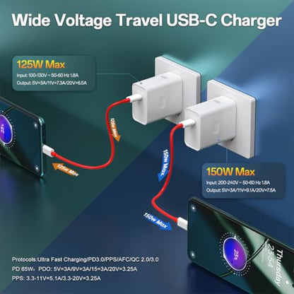 150W 100W 80W Super Fast Wall Charger Block Compatible for Oneplus | for One Plus 15 15R 13 12 13R 12R 11 10T 10R Nord CE4 3 4 Pad Open,65W PD PPS for MacBook Laptop,3.3ft USB C to C Cable