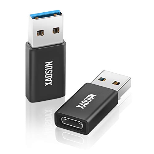 XAOSUN [10Gbps] USB C Female to USB Male Adapter (2-Pack), 3.1 USB A to C Adapter, One-Sided SuperSpeed Data Sync & 100W Fast Charging for iPhone 17/16 Plus Pro Max, Laptop, Charger, Quest Link, etc. - color: Black-2Pack