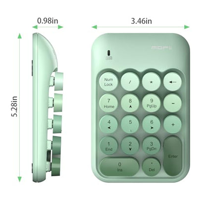MOFII Wireless Number Pads, Colorful 2.4G Wireless 18 Keys Numeric Keypad Portable 10 Key Numpad for Financial Accounting, Laptop, PC, Computer, Notebook- Green Gradient - color: Green Gradient