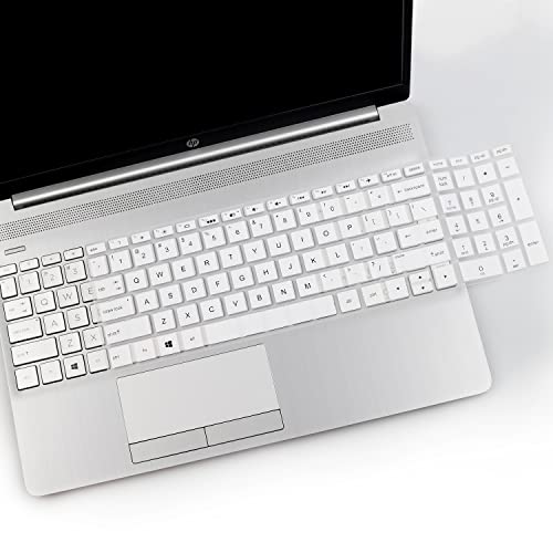 2PCS Keyboard Cover for HP Laptop 15.6 15-dy 15-dw 15-da/db 15-bs/bw 15-ef 15t 15z 15t-dy200 15-dy2021nr dy2024nr 15-dw3013/3033dx 15-eb0043dx eb1043dx /HP 17t 17-bs 17-ca 17-by - color: White+Clear