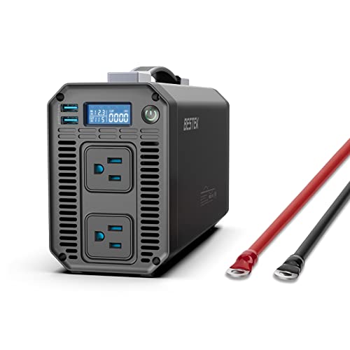 BESTEK 1200 Watt Power Inverter, 12V DC to 110V AC Car Inverter with LCD Display, 2 AC Outlets, 5V/2.4A USB Port, Cables Included, Car Power Converter for Truck, Home, Vehicles, Laptop - color: Grey