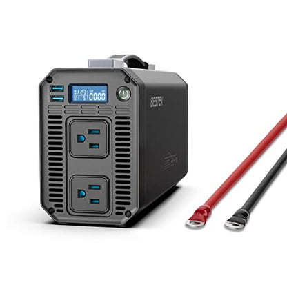 BESTEK 1200 Watt Power Inverter, 12V DC to 110V AC Car Inverter with LCD Display, 2 AC Outlets, 5V/2.4A USB Port, Cables Included, Car Power Converter for Truck, Home, Vehicles, Laptop - color: Grey
