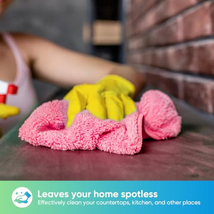 HOMEXCEL Pink Microfiber Cleaning Cloth, 12 Pack Premium Microfiber Towels for Cars, Lint Free, Scratch-Free, Highly Absorbent, Reusable Cleaning Rags for Car, Household, Kitchen, Window, 11.5"X11.5" - color: Pink