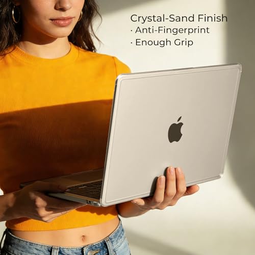 EooCoo Reinforced Anti-Crack Case for MacBook Air 13 inch,M5-M2 2026-2022 | True-to-Device Matte Texture, Anti-Fingerprint, Perfect Fit, Hard Shell Laptop Cover for MacBook Air 13.6 inch - color: Starlight
