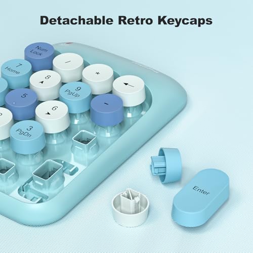 MOWUX Wireless Number Pads, Cute Colorful Numeric Keypad Numpad Portable 2.4 GHz Financial Accounting Number Keyboard Extensions, 18 Key Number Numpad for Laptop Desktop, PC (Blue) - color: Blue