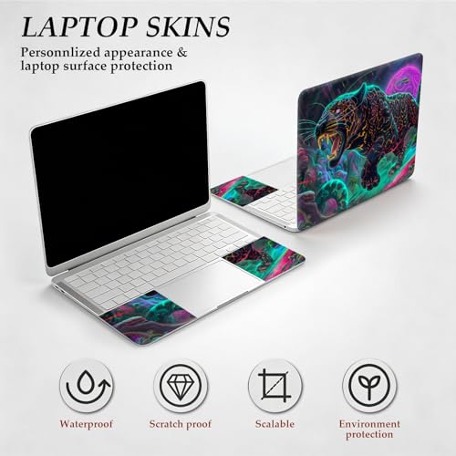 DEGDFSGR 12.1-15.6 Inch Universal Reusable Laptop Skin Sticker Decal, Waterproof Removable Protector for Notebook Cover, Scratch-Resistant Vinyl Cuttable Full Wrap Sticker, Glowing Neon Black Panther - color: Glowing Neon Black Panther