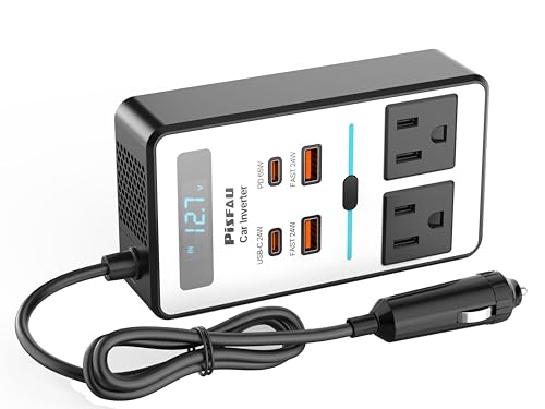 200W Car Power Inverter DC 12V to 110V AC,Cigarette Lighter Adapter Plug with [65W USB-C]/USB-Fast Charger 24W/Multiple USB/Laptop car Charger with Voltage Display - size: 200W-XS