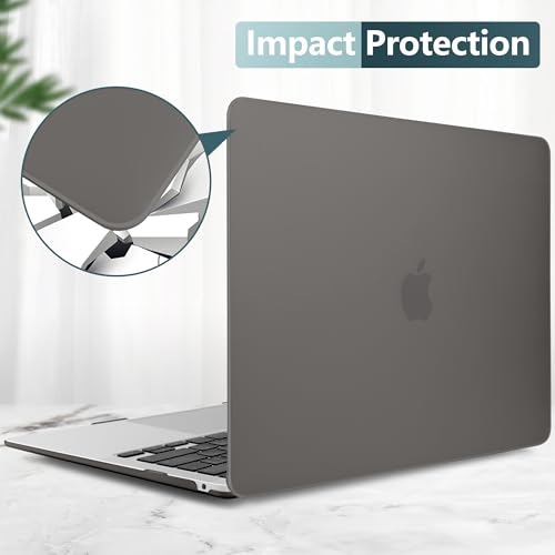 DONGKE Compatible with MacBook Air 13 inch Case 2021 2020 2019 2018 Release Model: M1 A2337 A2179 A1932, Matte Hard Case Cover for MacBook Air 13 inch with Retina Display Fits Touch ID - Grey - color: Grey