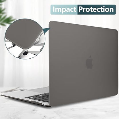DONGKE Compatible with MacBook Air 13 inch Case 2021 2020 2019 2018 Release Model: M1 A2337 A2179 A1932, Matte Hard Case Cover for MacBook Air 13 inch with Retina Display Fits Touch ID - Grey - color: Grey