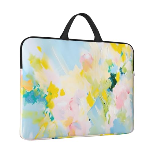 Pink and Yellow Paint Graffiti 14 Inch Laptop Sleeve Case，Handheld Waterproof/Shockproof Computer Carrying Bag Suitable for Daily Travel/Tourism/Business Trips, etc - color: Pink And Yellow Paint Graffiti