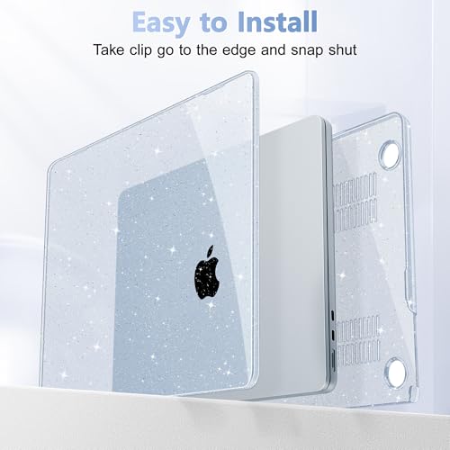 May Chen Case for MacBook Air 13/13.6-inch (M5/M4/M3/M2, 2022-2026 Models A3449 A3240 A3113 A2681), Lightweight | Closes Seamlessly | Ideal for Work Hard Shell Case, Blue Glitter - color: Blue Glitter