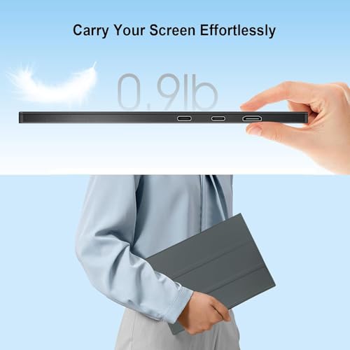 10.5" Portable Monitor 1920x1280 IPS Screen, 420 nits Brightness USB C Portable Gaming Monitor for Laptop PC Phone Mac Steam Deck, with Smart Cover & Speakers, Travel Second Screen for Work