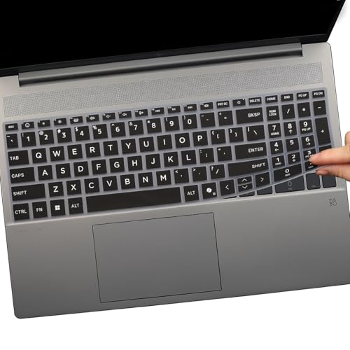 2 PCS Keyboard Cover for HP 15.6" Laptop 15-fc 15-fd 15z-fc000 15-fd0083wm 15t-fd000,HP OmniBook 5 AI 16" 16-ag 16-af 16-ba 16-bc 16z-ag100 16z-bc100 Series Laptop 16-af1037nr 16-bc1047nr-Black+Clear - color: Black+Clear
