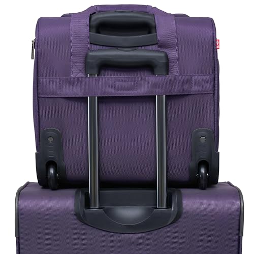 TPRC 15” Underseat Carry-On Luggage Airline Approved Personal Item with USB Charging Port, Purple - color: Purple