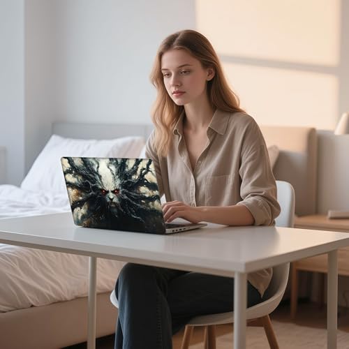 Aesthetic Laptop Skin Sticker, Shadow Wraith with Glowing Red Eyes Waterproof Vinyl Laptop Decal, Removable Bubble Free, Reusable Protective Cover for 13 14 15 15.6 Inch - color: Shadow Wraith with Glowing Red Eyes
