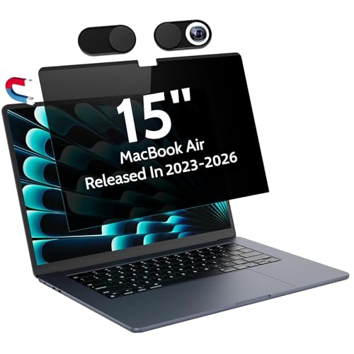 Peslv Magnetic Privacy Screen for MacBook Air 15 Inch (2023-2026, M2 M3 M4 M5) - A2941 A3114 A3241 A3448, 15inch Removable Matte Anti Blue Light Glare Filter for Mac Air 15.3" Laptop Computer - color: black, size: MacBook Air 15 Inch(2023-2026)