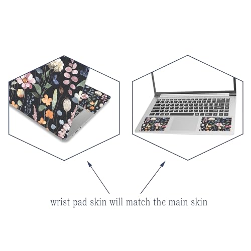 15.6" Laptop Skin Sticker Decal 12 13 13.3 14 15 15.4 15.6 inch Universal Notebook Skin Sticker Cover Personalized Art Decal Computer Protector, Black Flowers Plants - color: Black Flowers Plants