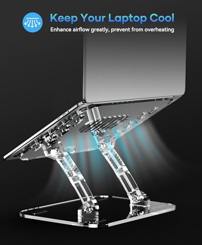 Lpoake 2 Pack Acrylic Laptop Stand for Desk, Adjustable Ergonomic Laptop Riser, Portable Foldable Computer Stand, Compatible with 10 to 15.6 Inches Notebook and MacBook, Clear - size: 2 Pack