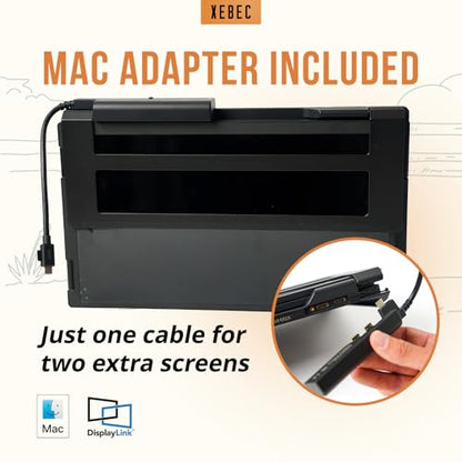 Xebec Tri-Screen 3 for Mac | Laptop Screen Extender for MacBook w/Adapter
