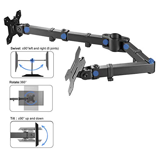 Suptek Dual Fully Adjustable Arm and Plate for Suptek Monitor Mount (MD6SB) - size: Dual Monitor Arm