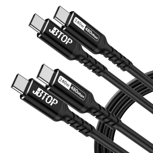 Long USB c to USB c Cable 6.6ft(2packs) 240W Fast Charging Cable | 5A usb c to c charger cord，usb pd cable Compatible with iPhone 17/16 Pro Max, MacBook,eGPU Docking GaN SSD - size: 6.6ft
