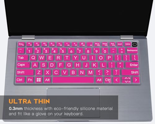 Large Print Keyboard Cover Skin for Dell Latitude 7420 7430 7440 7450 14", Latitude 14" 3440 3450 5420 5430 5431 5440 5450 9420 9430, Latitude 9510 9520 7520 15.6 & 7650 7640 16" Laptop, Hot Pink - color: Hot Pink
