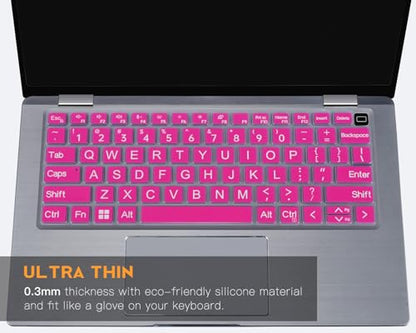 Large Print Keyboard Cover Skin for Dell Latitude 7420 7430 7440 7450 14", Latitude 14" 3440 3450 5420 5430 5431 5440 5450 9420 9430, Latitude 9510 9520 7520 15.6 & 7650 7640 16" Laptop, Hot Pink - color: Hot Pink