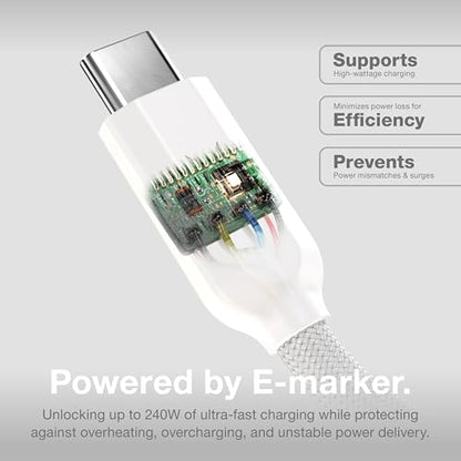NOCO XGrid XC3: 240W USB-C to USB-C Cable with 10-Foot Durable Design | USB-IF Certified, Smart E-Marker Chip, 480Mbps Data, UltraFlex Braided Nylon & Silicone Jacket, 10,000-Bend Tested