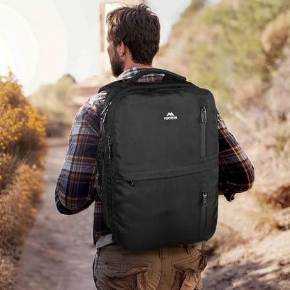 MATEIN Travel Laptop Backpack, Flight Approved Carry on Backpack, Black | Shoe Compartment, Large Personal Item Bag, Fits 15.6 Inch Laptop, Water Resistant, Overnight Luggage Bag, Weekender Bag - color: Black, size: Large