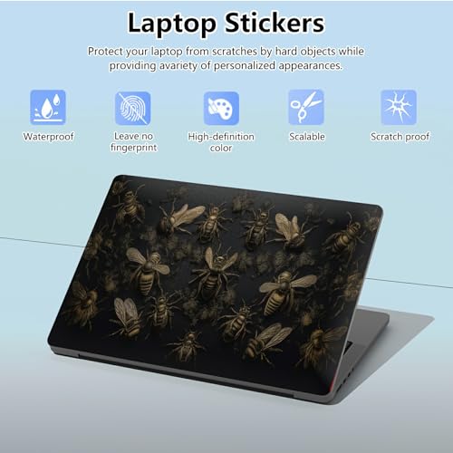 Universal Laptop Skin Sticker with 2 Wrist Pad Skins, Waterproof Scratch Resistant Vinyl Laptop Cover Decal, Cut to Fit for 11–15.6 Inch MacBook HP Dell Lenovo, Bumblebee - color: Bumblebee