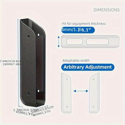 2pcs Black Under Desk Laptop Mount Holder | 26mm Thick Adhesive & Screw Mount for Tablets & Keyboards